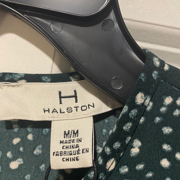 NWT- HALSTON BLACK WITH WHITE AND GREEN SCATTERED DOTS DRESS SIZE MEDIUM - Picture 5 of 5